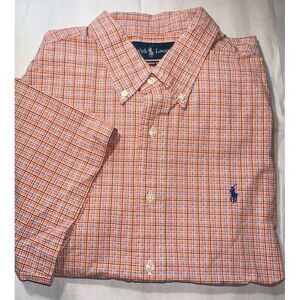 Ralph Lauren‎ Classic Fit Mens XLarge Orange plaid Shirt